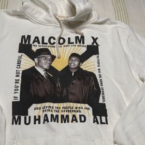 Ro & De White Hoodie with Malcolm X and Muhammad Ali Graphic